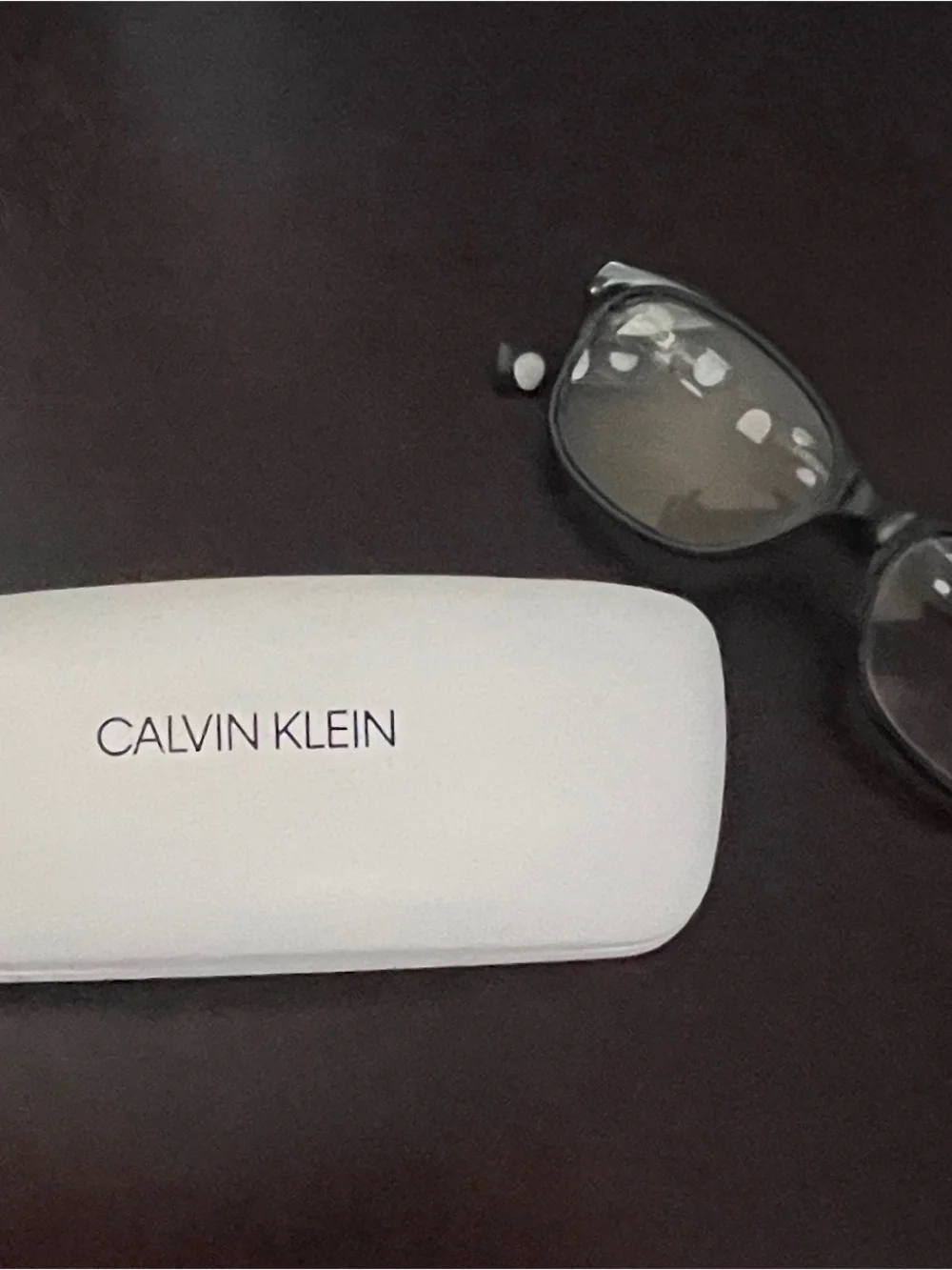 Calvin Klein White Hard Eyeglass Case